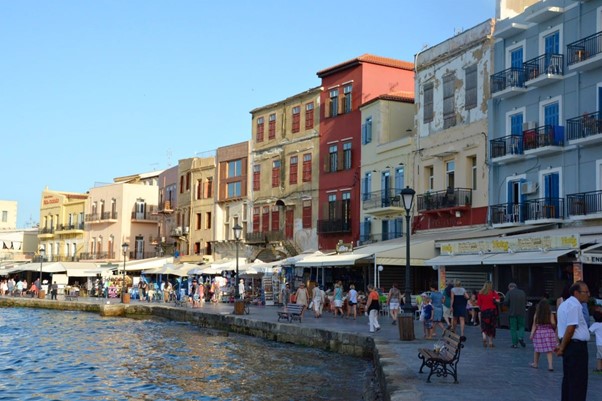 chania old harbour night view